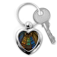 Leopard Barcelona Stained Glass Colorful Glass Key Chains (heart)  by Sapixe