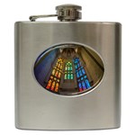 Leopard Barcelona Stained Glass Colorful Glass Hip Flask (6 oz) Front