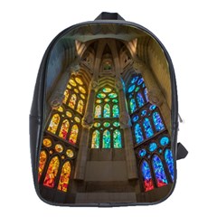 Leopard Barcelona Stained Glass Colorful Glass School Bag (large) by Sapixe