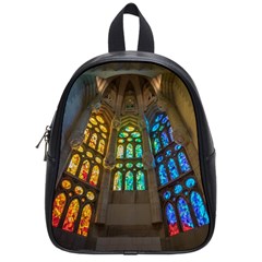 Leopard Barcelona Stained Glass Colorful Glass School Bag (small) by Sapixe