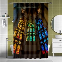 Leopard Barcelona Stained Glass Colorful Glass Shower Curtain 48  X 72  (small)  by Sapixe