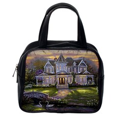 Landscape House River Bridge Swans Art Background Classic Handbags (one Side) by Sapixe