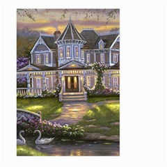 Landscape House River Bridge Swans Art Background Large Garden Flag (two Sides) by Sapixe