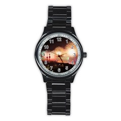 Kuwait Liberation Day National Day Fireworks Stainless Steel Round Watch by Sapixe