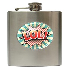 Lol Comic Speech Bubble  Vector Illustration Hip Flask (6 Oz) by Sapixe