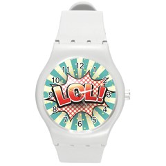 Lol Comic Speech Bubble  Vector Illustration Round Plastic Sport Watch (m) by Sapixe