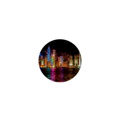 Light Water Cityscapes Night Multicolor Hong Kong Nightlights 1  Mini Magnets by Sapixe