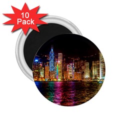 Light Water Cityscapes Night Multicolor Hong Kong Nightlights 2 25  Magnets (10 Pack)  by Sapixe