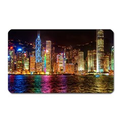 Light Water Cityscapes Night Multicolor Hong Kong Nightlights Magnet (rectangular) by Sapixe