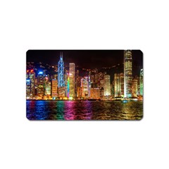 Light Water Cityscapes Night Multicolor Hong Kong Nightlights Magnet (name Card) by Sapixe