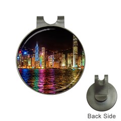 Light Water Cityscapes Night Multicolor Hong Kong Nightlights Hat Clips With Golf Markers by Sapixe