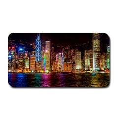 Light Water Cityscapes Night Multicolor Hong Kong Nightlights Medium Bar Mats by Sapixe