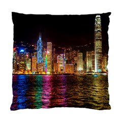 Light Water Cityscapes Night Multicolor Hong Kong Nightlights Standard Cushion Case (one Side) by Sapixe