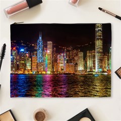 Light Water Cityscapes Night Multicolor Hong Kong Nightlights Cosmetic Bag (xl) by Sapixe