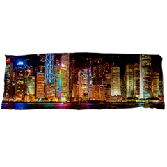 Light Water Cityscapes Night Multicolor Hong Kong Nightlights Body Pillow Case (dakimakura) by Sapixe