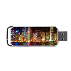 Light Water Cityscapes Night Multicolor Hong Kong Nightlights Portable Usb Flash (one Side) by Sapixe