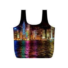 Light Water Cityscapes Night Multicolor Hong Kong Nightlights Full Print Recycle Bags (s)  by Sapixe