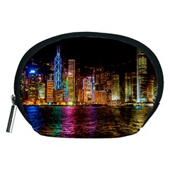 Light Water Cityscapes Night Multicolor Hong Kong Nightlights Accessory Pouches (medium)  by Sapixe