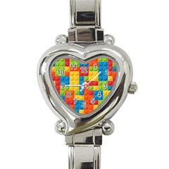 Lego Bricks Pattern Heart Italian Charm Watch by Sapixe