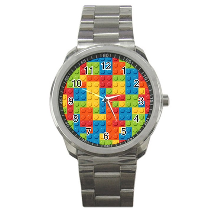 Lego Bricks Pattern Sport Metal Watch