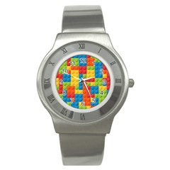 Lego Bricks Pattern Stainless Steel Watch by Sapixe