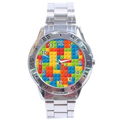 Lego Bricks Pattern Stainless Steel Analogue Watch by Sapixe