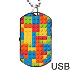 Lego Bricks Pattern Dog Tag Usb Flash (two Sides) by Sapixe