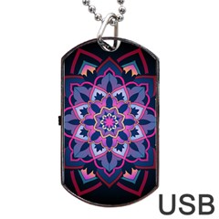 Mandala Circular Pattern Dog Tag Usb Flash (one Side) by Sapixe