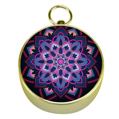 Mandala Circular Pattern Gold Compasses by Sapixe