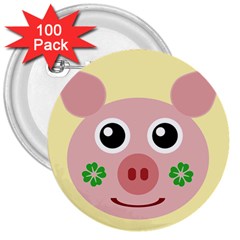 Luck Lucky Pig Pig Lucky Charm 3  Buttons (100 Pack)  by Sapixe