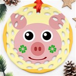 Luck Lucky Pig Pig Lucky Charm Round Filigree Ornament (Two Sides) Back