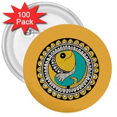 Madhubani Fish Indian Ethnic Pattern 3  Buttons (100 Pack)  by Sapixe