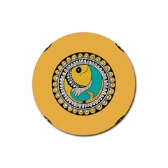 Madhubani Fish Indian Ethnic Pattern Rubber Round Coaster (4 Pack)  by Sapixe