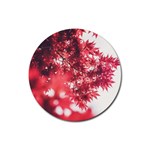 Maple Leaves Red Autumn Fall Rubber Coaster (Round)  Front