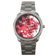 Maple Leaves Red Autumn Fall Sport Metal Watch by Sapixe