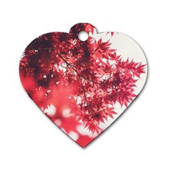 Maple Leaves Red Autumn Fall Dog Tag Heart (two Sides) by Sapixe