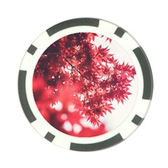 Maple Leaves Red Autumn Fall Poker Chip Card Guard by Sapixe