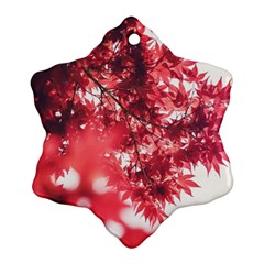 Maple Leaves Red Autumn Fall Snowflake Ornament (two Sides) by Sapixe