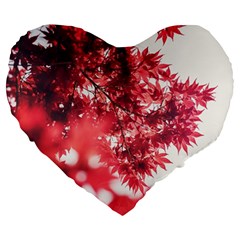 Maple Leaves Red Autumn Fall Large 19  Premium Flano Heart Shape Cushions by Sapixe