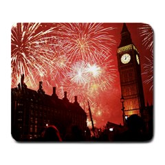 London Celebration New Years Eve Big Ben Clock Fireworks Large Mousepads by Sapixe