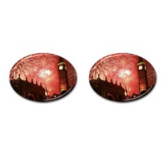 London Celebration New Years Eve Big Ben Clock Fireworks Cufflinks (oval) by Sapixe