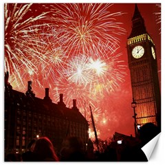 London Celebration New Years Eve Big Ben Clock Fireworks Canvas 16  X 16   by Sapixe