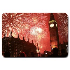 London Celebration New Years Eve Big Ben Clock Fireworks Large Doormat  by Sapixe