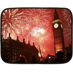 London Celebration New Years Eve Big Ben Clock Fireworks Double Sided Fleece Blanket (mini)  by Sapixe