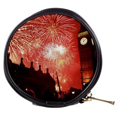 London Celebration New Years Eve Big Ben Clock Fireworks Mini Makeup Bags by Sapixe