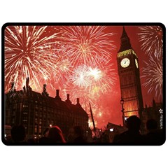 London Celebration New Years Eve Big Ben Clock Fireworks Fleece Blanket (large)  by Sapixe