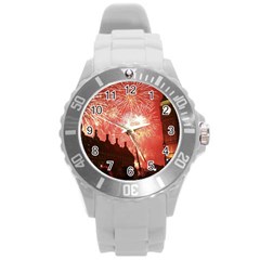 London Celebration New Years Eve Big Ben Clock Fireworks Round Plastic Sport Watch (l) by Sapixe