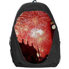 London Celebration New Years Eve Big Ben Clock Fireworks Backpack Bag by Sapixe