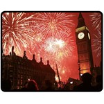 London Celebration New Years Eve Big Ben Clock Fireworks Double Sided Fleece Blanket (Medium)  58.8 x47.4  Blanket Front