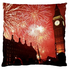 London Celebration New Years Eve Big Ben Clock Fireworks Standard Flano Cushion Case (two Sides) by Sapixe